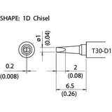 T30 Series Micro Chisel Solder Tip, 1mm x 6.5mm, for FM-2032 redirect to product page
